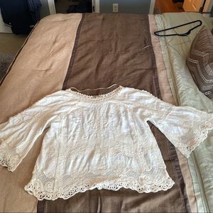 XL democracy dress shirt tan/off white
